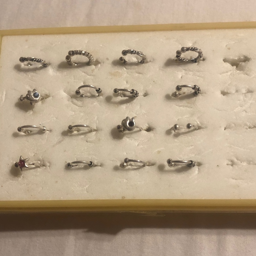 Sterling Silver Mixed nose rings- Silver